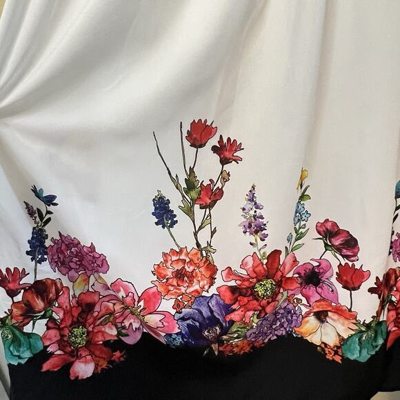 Eshakti Black White Floral Skirt Midi Dress, Size 2X / 20W Wedding Guest Party - Picture 4 of 8